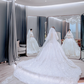 Robe de mariée longue en tulle, dentelle et sequins, manches longues, style bal intemporel, C4223