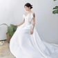 Robe de mariée longue en satin, élégante, épaules dénudées, C4225