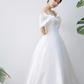 Robe de mariée longue en satin, élégante, épaules dénudées, C4225