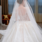 Robe de mariée longue en tulle à manches longues et voile, effet d'illusion, C4226