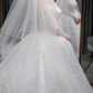 Robe de mariée longue en tulle à manches longues et voile, effet d'illusion, C4226