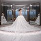 Robe de mariée longue en tulle à manches longues et voile, effet d'illusion, C4226
