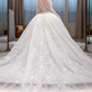 Robe de mariée longue en tulle à manches longues et voile, effet d'illusion, C4226