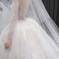 Robe de mariée longue en tulle à manches longues et voile, effet d'illusion, C4226