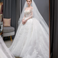 Robe de mariée longue en tulle à manches longues et voile, effet d'illusion, C4226