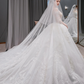 Robe de mariée longue en tulle à manches longues et voile, effet d'illusion, C4226