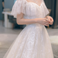 Jolie robe de mariée longue en tulle et dentelle C4227