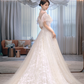 Jolie robe de mariée longue en tulle et dentelle C4227
