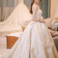 Robe de mariée longue bustier en satin perlé, robe de bal de rêve C4228