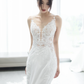 Timeless Mermaid Spaghetti Straps Satin Lace Long Wedding Dresses C4229