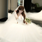 Princessful Ball Gown Strapless Satin Tulle With Veil Long Wedding Dresses C4231
