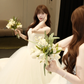 Princessful Ball Gown Strapless Satin Tulle With Veil Long Wedding Dresses C4231