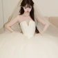 Princessful Ball Gown Strapless Satin Tulle With Veil Long Wedding Dresses C4231