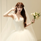 Princessful Ball Gown Strapless Satin Tulle With Veil Long Wedding Dresses C4231