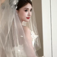 Pretty Ball Gown Strapless Satin Tulle Applique With Veil Long Wedding Dresses C4232