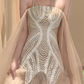 Robe de mariée longue en tulle, sans bretelles, style sirène, avec perles et dentelle, C4233
