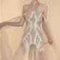 Robe de mariée longue en tulle, sans bretelles, style sirène, avec perles et dentelle, C4233