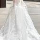 Sweet Ball Gown Strapless Tulle Lace With Sleeves Veil Long Wedding Dresses C4234