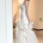 Unique Mermaid Strapless Tulle Flowers Applqiue Long Wedding Dresses C4235