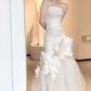 Unique Mermaid Strapless Tulle Flowers Applqiue Long Wedding Dresses C4235