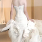 Unique Mermaid Strapless Tulle Flowers Applqiue Long Wedding Dresses C4235
