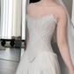 Elegant A Line Strapless Chiffon Tulle With Veil Long Wedding Dresses C4237