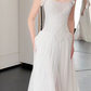 Elegant A Line Strapless Chiffon Tulle With Veil Long Wedding Dresses C4237
