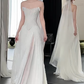 Elegant A Line Strapless Chiffon Tulle With Veil Long Wedding Dresses C4237