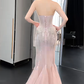 Timeless Mermaid Starpless Tulle Sequin Beaded Long Wedding Dresses C4238