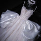 Dreamy Ball Gown Spaghetti Straps Satin Tulle Sequin Long Wedding Dresses C4246