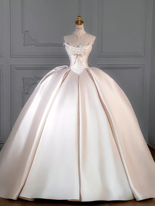 Robe de mariée longue en satin, élégante et bustier, C4247