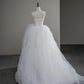 Unique Ball Gown Strapless Satin Tulle Long Wedding Dresses C4249