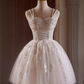 Cute Ball Gown Straps Beads Party Dress White Homecoming Dresses C424