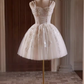 Cute Ball Gown Straps Beads Party Dress White Homecoming Dresses C424