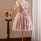 Robe de bal mignonne en dentelle rose, épaules dénudées, robe de soirée, robes de soirée, C425
