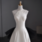 Dreamy A Line Halter Satin Tulle Back With Bow Long Wedding Dresses C4261
