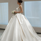 Robe de mariée longue en satin plissé, bustier, avec voile, C4286