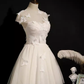 Cute Ball Gown Scoop Neckline White Tulle Party Dress Lace Homecoming Dresses C428