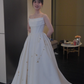 Robe de mariée longue en satin, bustier et voile, jolie robe de bal, C4297