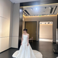 Robe de mariée longue élégante en satin, sans bretelles, style sirène, C4298