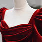 Robes de bal sexy sirène manches longues en velours bordeaux C42