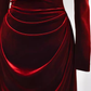 Robes de bal sexy sirène manches longues en velours bordeaux C42