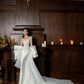 Robe de mariée longue sirène intemporelle sans bretelles en satin à sequins et perles C4304