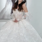 Robe de mariée longue en tulle et dentelle, sans bretelles, effet rêveur, C4306