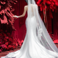 Robe de mariée sirène bustier en satin avec voile, longue et rêveuse, C4315