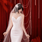 Robe de mariée sirène bustier en satin avec voile, longue et rêveuse, C4315