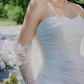 Robe de mariée sirène unique, bustier, en satin et tulle, avec appliques et manches longues, C4317
