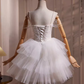 Elegant Ball Gown Spaghetti Straps Tulle Party Dress White Homecoming Dresses C431