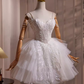 Elegant Ball Gown Spaghetti Straps Tulle Party Dress White Homecoming Dresses C431