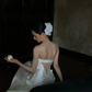 Robe de mariée longue en satin, simple et sans bretelles, style sirène, C4320